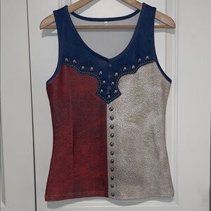 Stylish Red, Blue, and White Women's Top